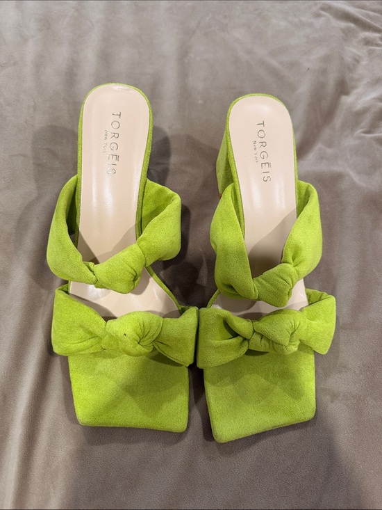 Torgeis Shoes - Torgeis Lime Green Knotted Slide Mules